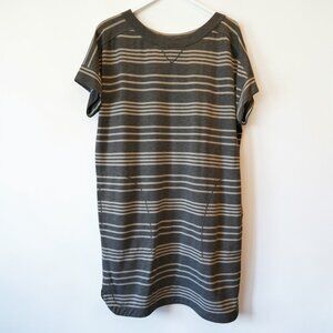 Woman's Gray & White Striped Casual T-Shirt Dress